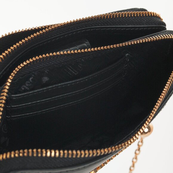 Love Moschino Nero PU Croco Logo-Plaque Zip Around Crossbody Bag - Picture 12 of 13